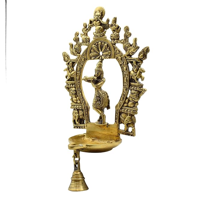 Krishna Wall Hanging Diya with Bell