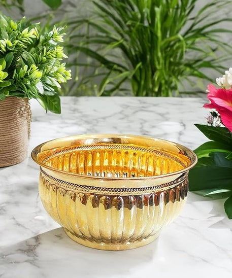 Brass Bowl for Prasadam - Decorative Flower Pot/Vase Home Decor, Garden