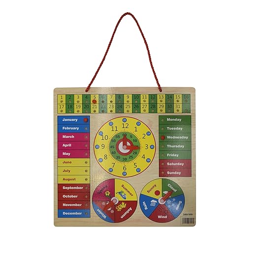 All in One Learning Educational Stand Clock, Calendar, Weather for Kids