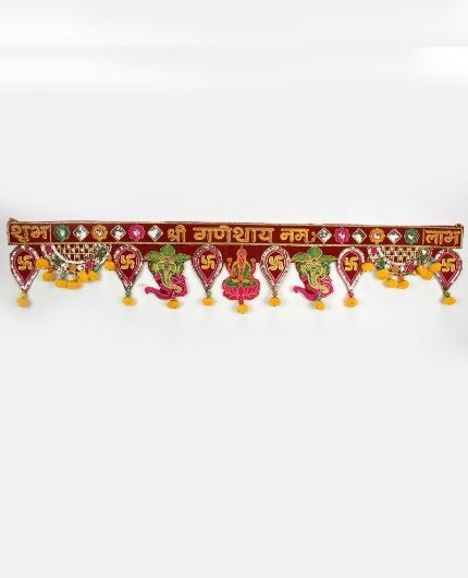 Velvet Lakshmi Ganesh Toran for Home Decoration