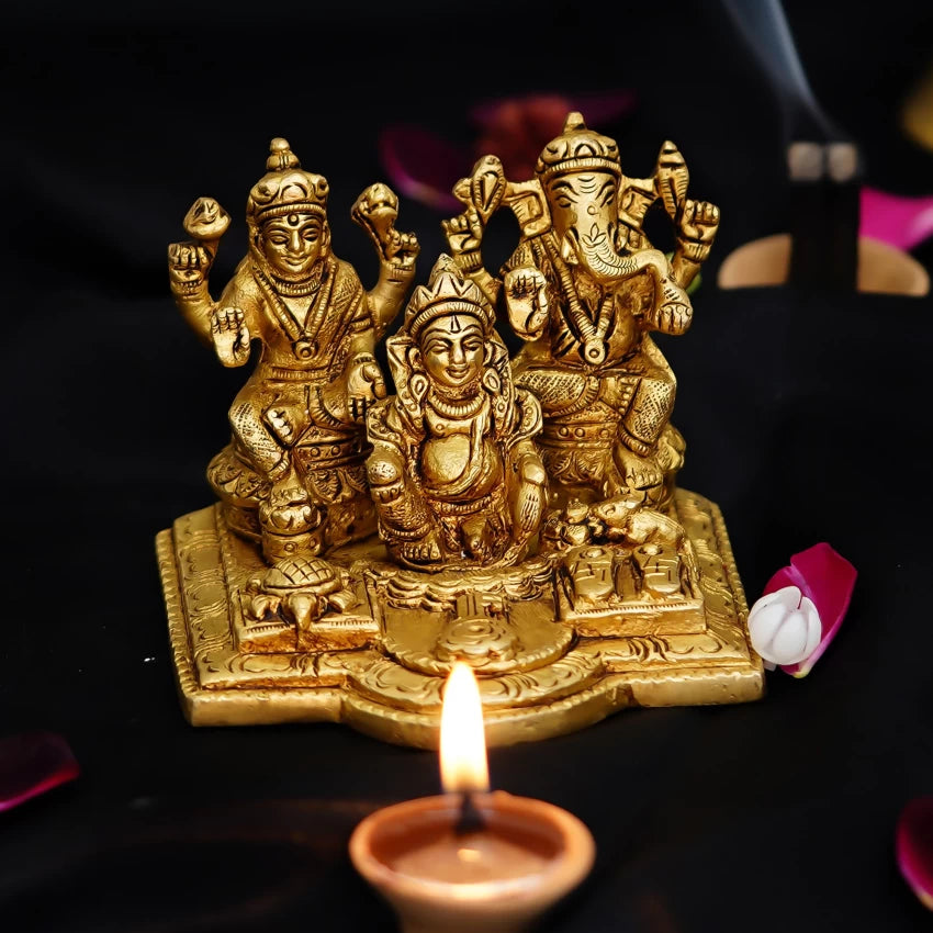 pujanpujari brass kuber lakshmi ganesh idol