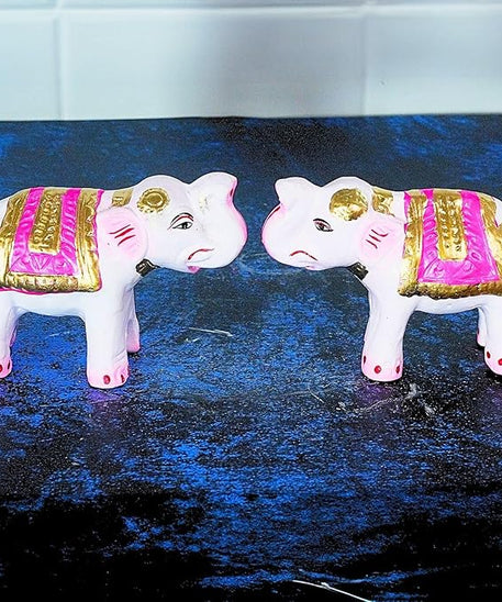 Golu Handmade Clay Elephant Pair for Navarathri