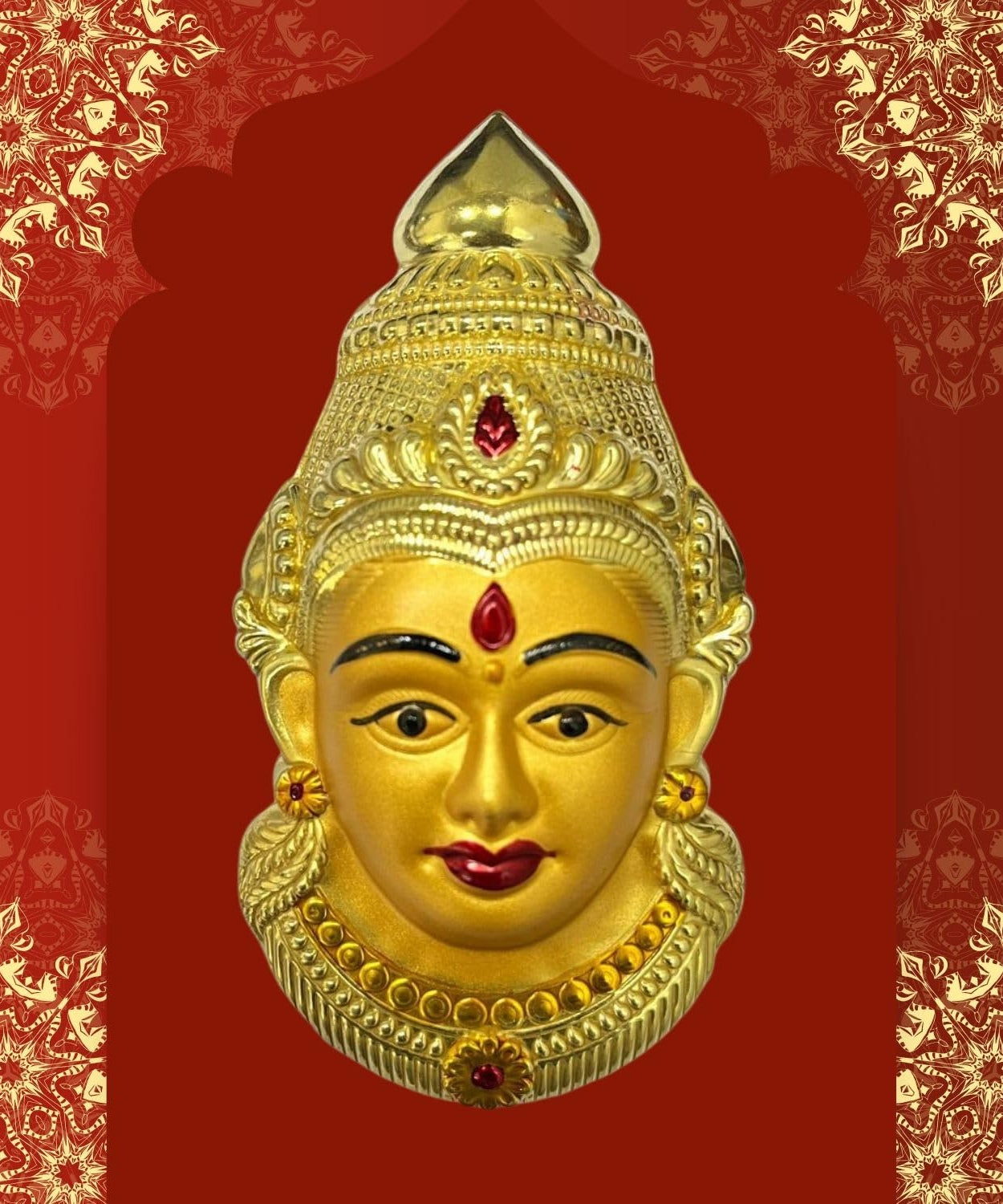 Decorative Varalakshmi Face Yellow Ammavari Face 6.5 inches - Laxmi Mukhota - Amman Face