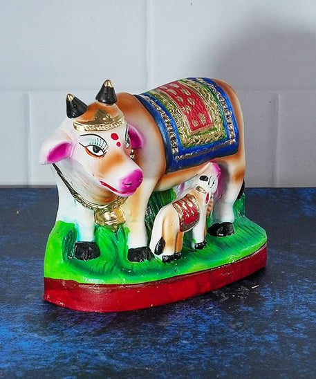 Pasu Kandru Cow Golu Bommai for Navrathri - Handmade Clay Doll