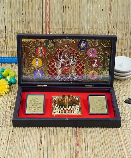 Maa Durga Photo Frame with Charan Paduka