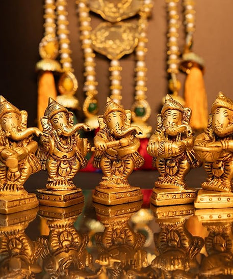 Brass Ganesha Murti Idols Set of 4
