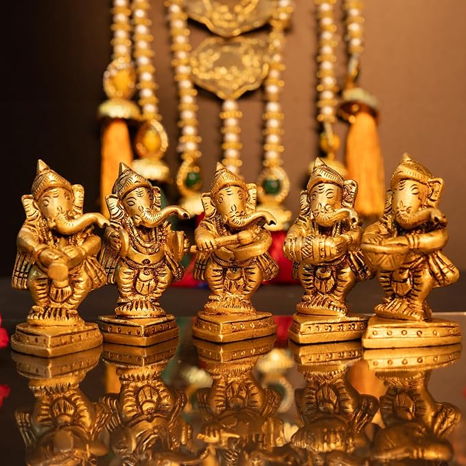 Brass Ganesha Murti Idols Set of 4
