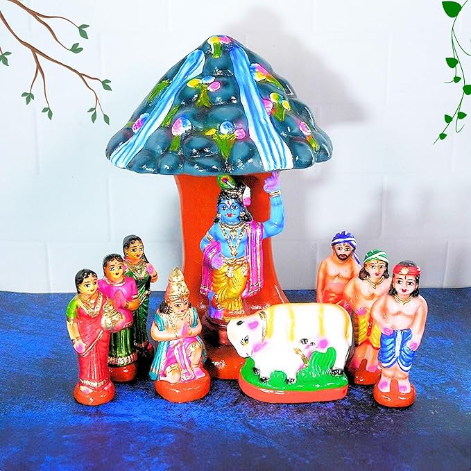 Krishna Govarthanagiri Clay Golu Bommai Set for Navarathri
