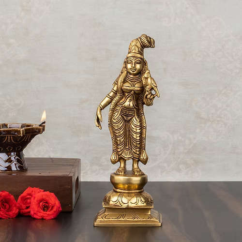 Brass Superfine Goddess Andal/godadevi Statue ( 6" Height )