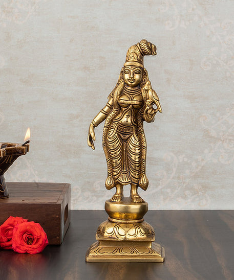 Brass Superfine Goddess Andal/godadevi Statue ( 6" Height )