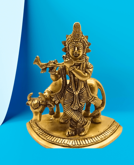 Brass Krishna Idol For Puja And Home Decor