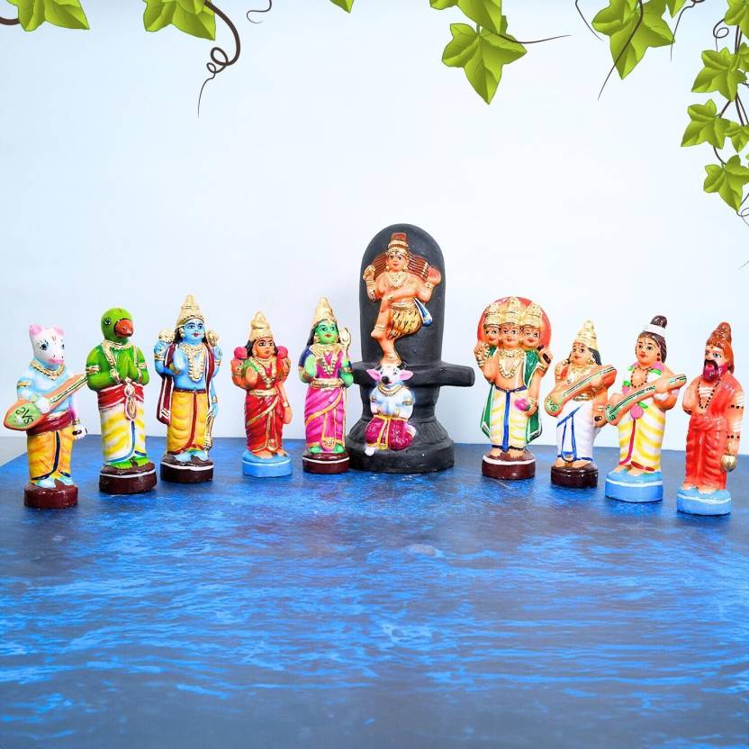 pradosham-golu-dolls-set-10-handcrafted-9-inch-navaratri-kolu-showpiece-decorative