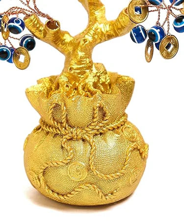 Feng Shui Evil Eye Money Tree for Home Decor – Spiritual Good Luck & Protection Tree ( Lenth-6cm,width-6cm,Height-15cm )
