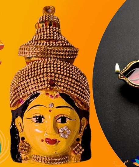 Ammavari Face With Stones 7 inches, Goddess Lakshmi For Varalakshmi Pooja