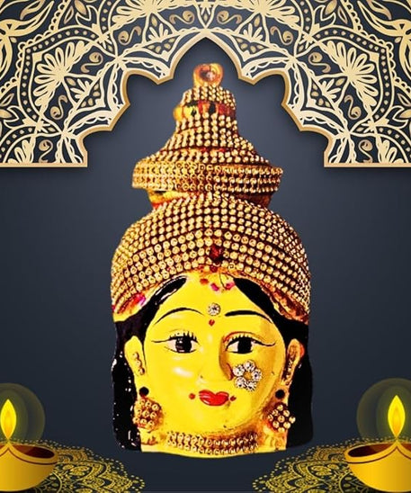 Ammavari Face With Stones 7 inches, Goddess Lakshmi For Varalakshmi Pooja