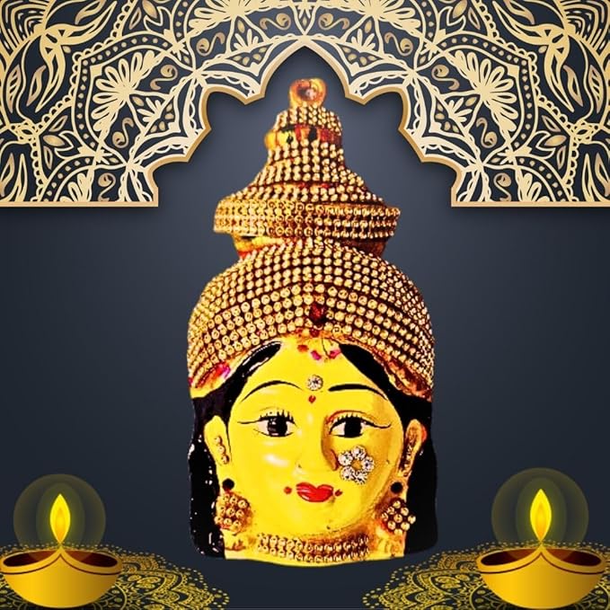 Ammavari Face With Stones 7 inches, Goddess Lakshmi For Varalakshmi Pooja
