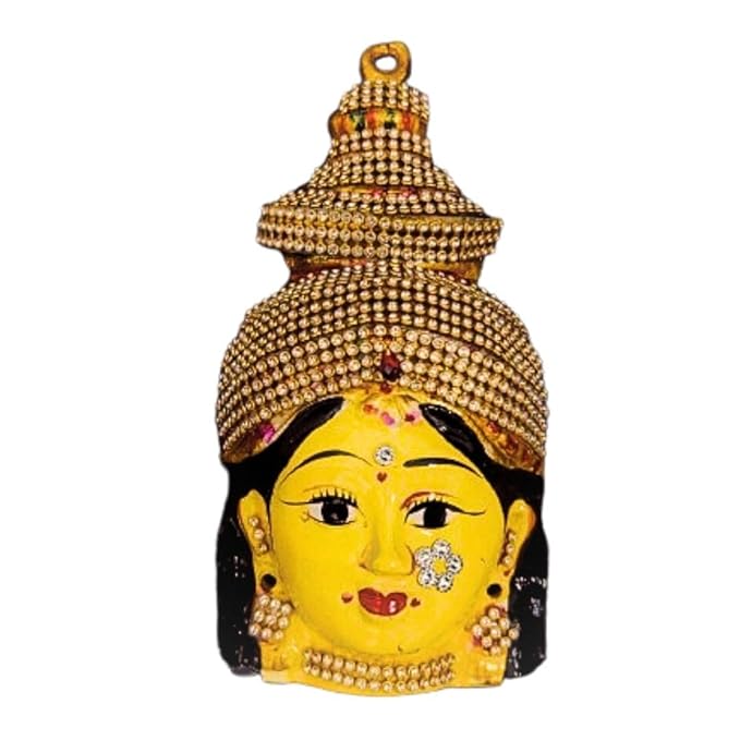 Ammavari Face With Stones 7 inches, Goddess Lakshmi For Varalakshmi Pooja