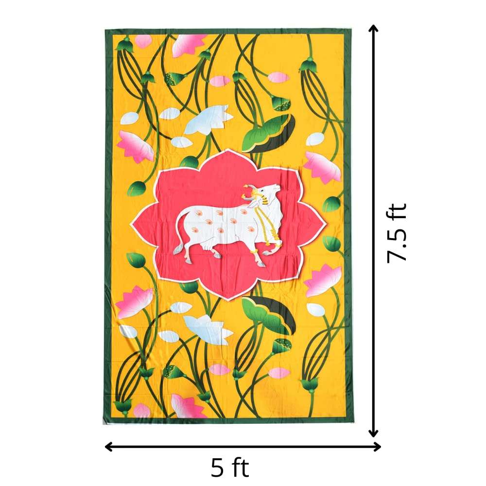 Backdrop for House Warming Decoration Yellow Colour Cow Design Festival Backdrop Decoration Clothes 1