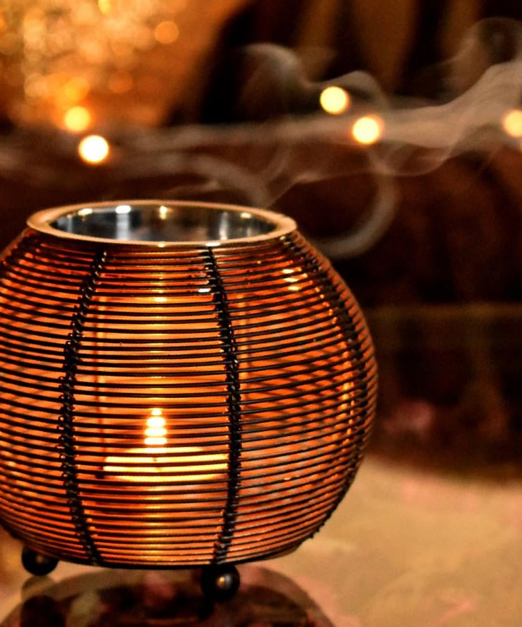 Aroma Oil Burner/Diffuser/Incense Burner/Candle Holder – 5×4 inches Black Gold