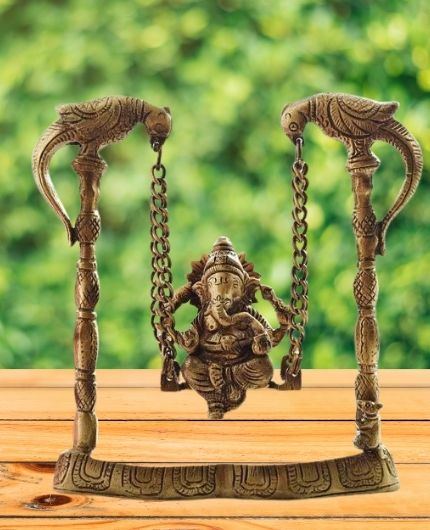 Brass Lord Ganeshs On Peacock Jhoola ( Swing )