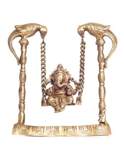 Brass Lord Ganeshs On Peacock Jhoola ( Swing )