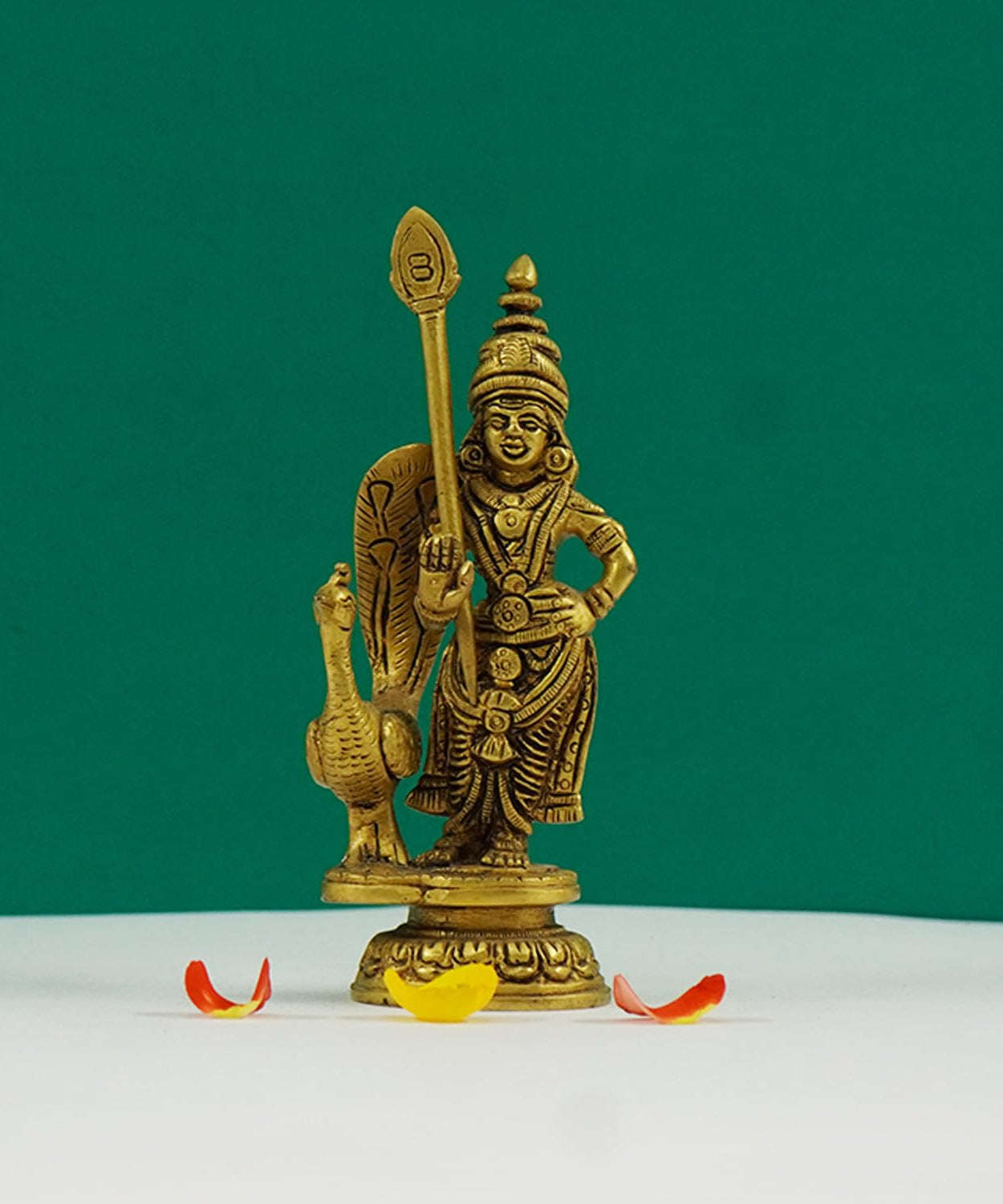 Brass Lord subramanya Swamy kartikeya Statue with Peacock