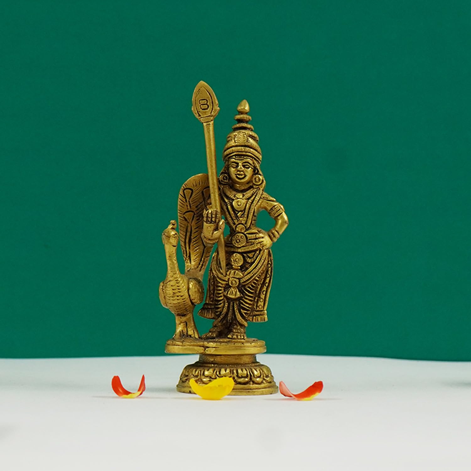 Brass Lord subramanya Swamy kartikeya Statue with Peacock