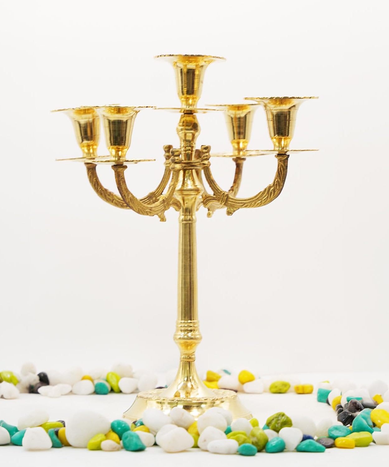 Brass Mughal Design Candle Stand