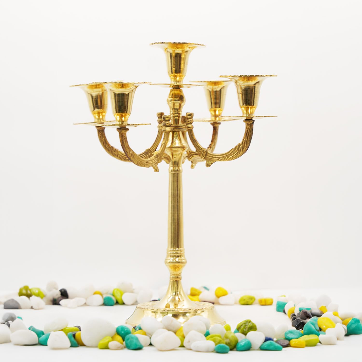 Brass Mughal Design Candle Stand