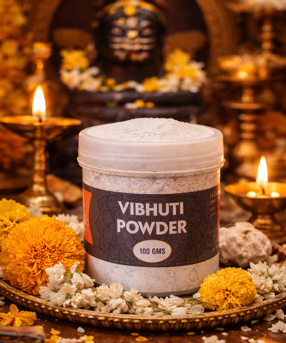 Vibhuti Bhasma, Vibuthi pure powder - Holy ash (100 Grams), Thiruneeru, Shiva Viboothi.