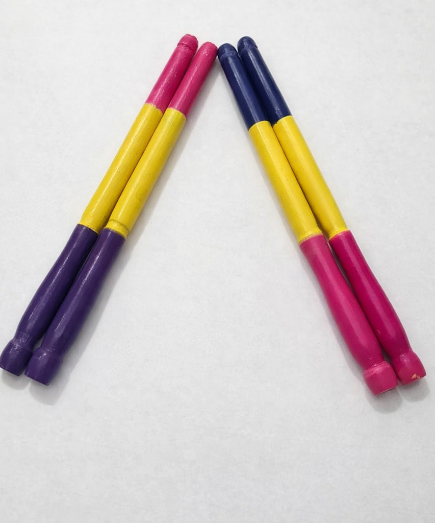 Multicolor Wooden Dandiya Sticks – 2 Pairs | Traditional Garba & Navratri Dandiya Set(4 dandiya sticks)