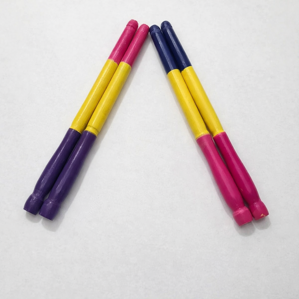 Multicolor Wooden Dandiya Sticks – 2 Pairs | Traditional Garba & Navratri Dandiya Set(4 dandiya sticks)