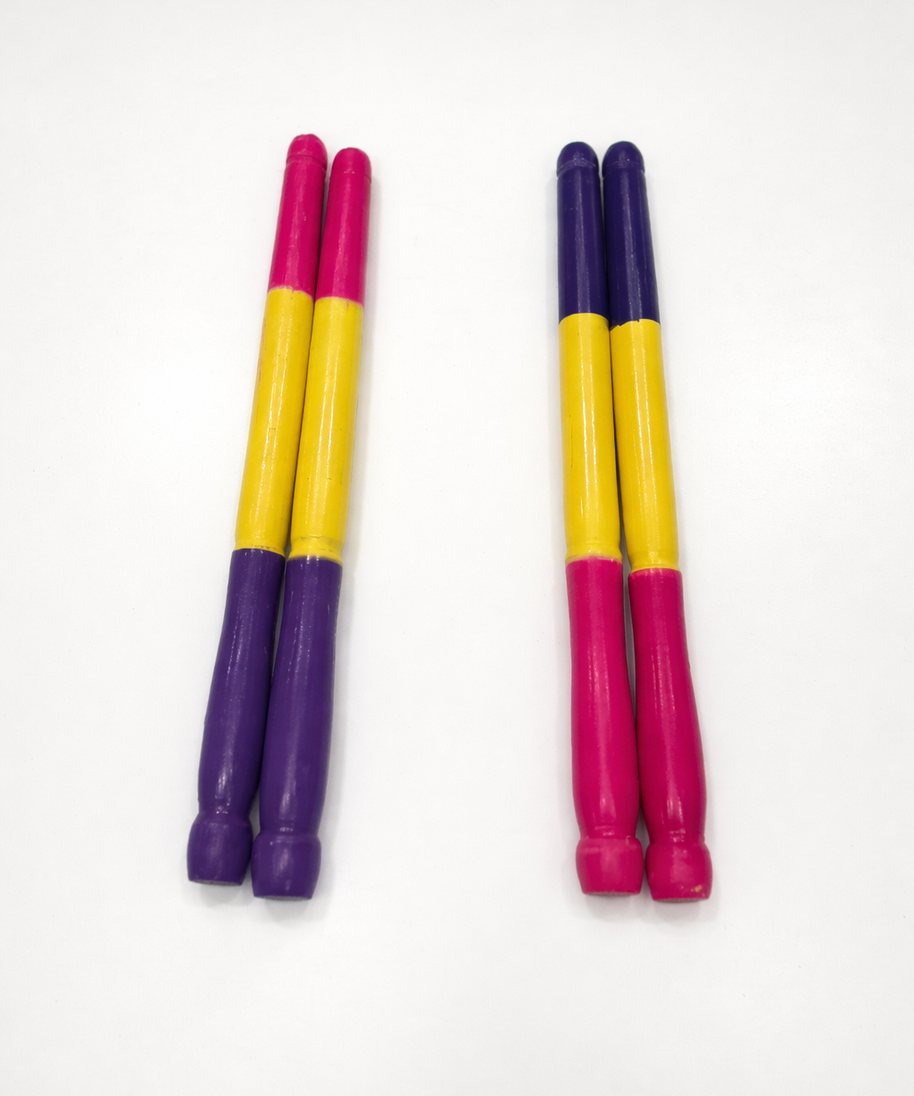 Multicolor Wooden Dandiya Sticks – 2 Pairs | Traditional Garba & Navratri Dandiya Set(4 dandiya sticks)