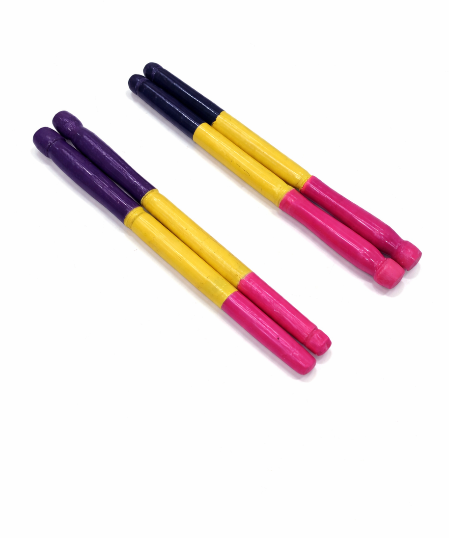 Multicolor Wooden Dandiya Sticks – 2 Pairs | Traditional Garba & Navratri Dandiya Set(4 dandiya sticks)