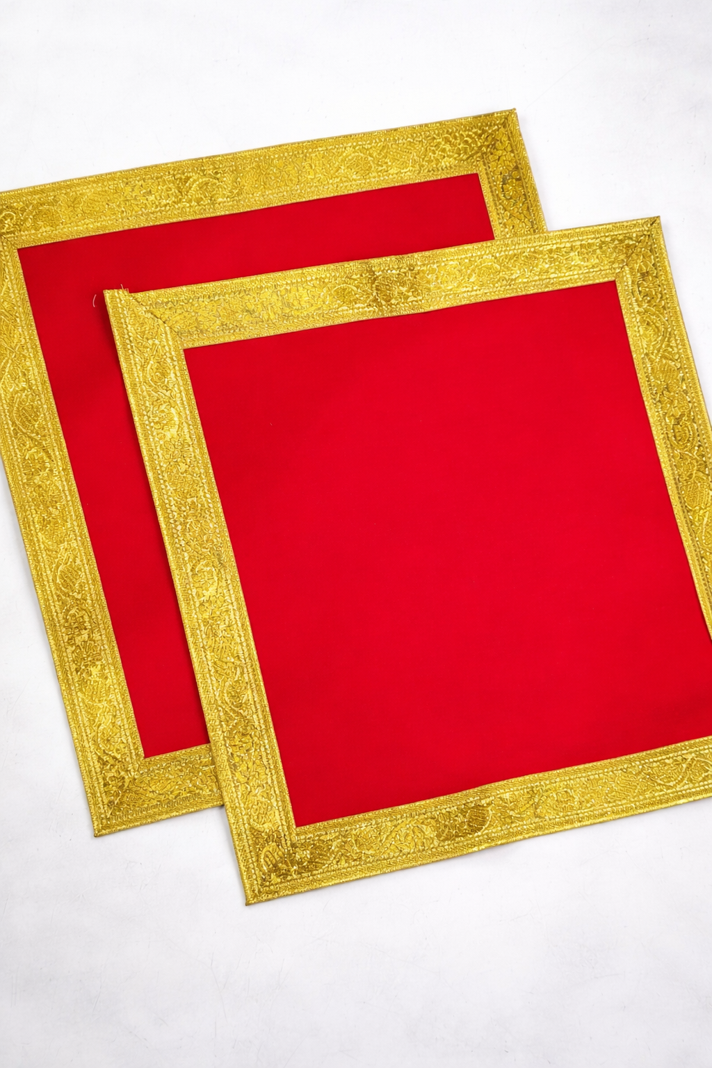 Red Velvet Pooja Assan Cloth for Home Temple ( Altar cloth )( Pack of 2 Ps )