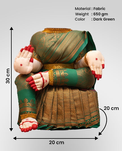 Varalakshmi Idol For Varalakshmi Vratham Dark Green Gold Saree