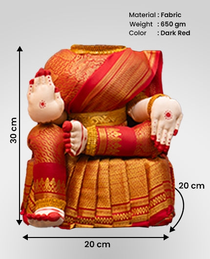 Lakshmi Idol For Varalakshmi Vratham Dark Red Gold Saree