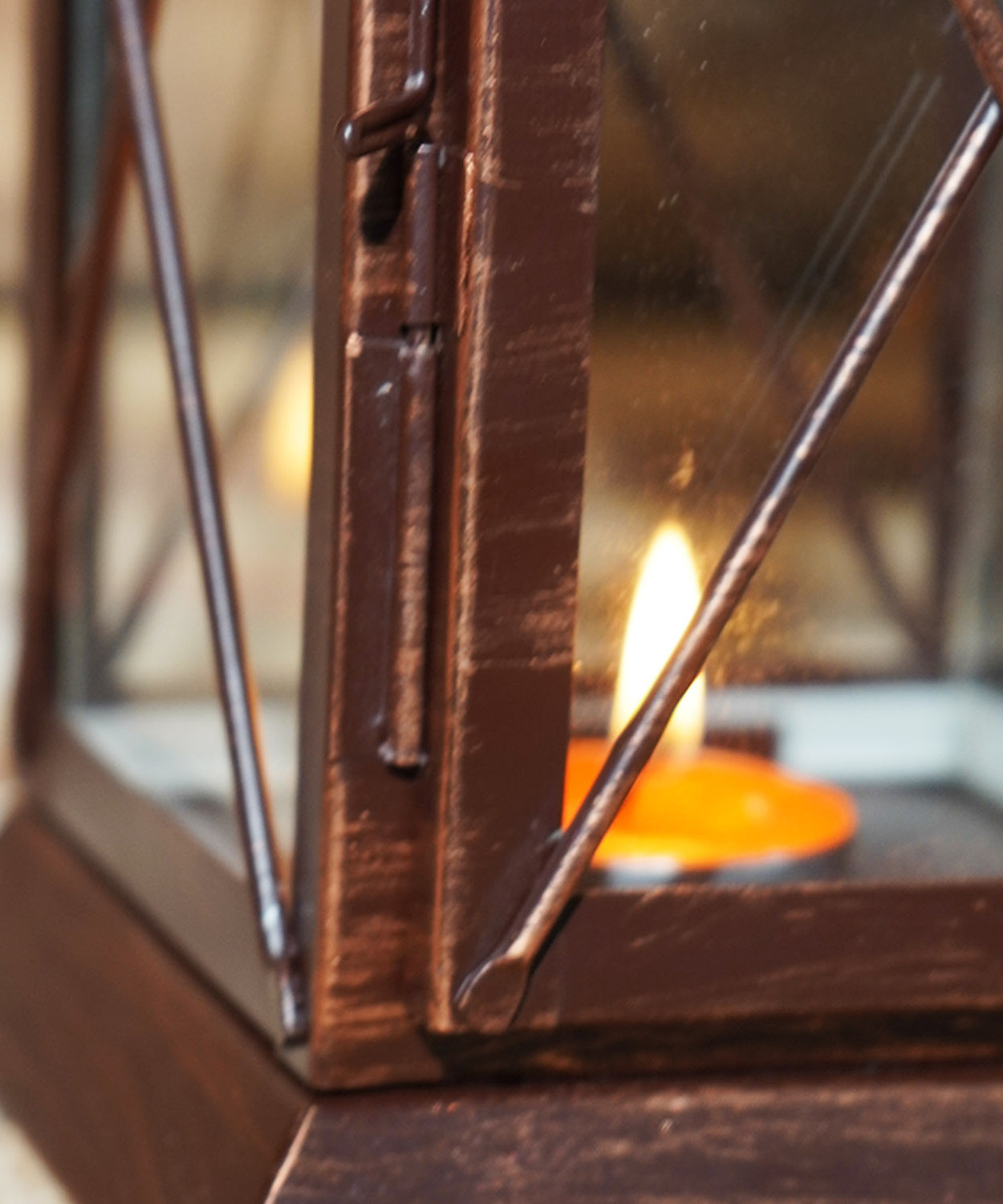 Decorative Lantern Candle Holder Black Metal Glass