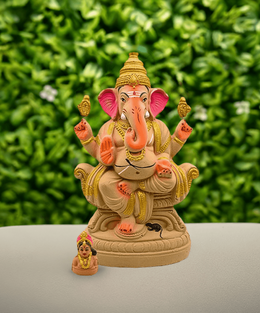 Eco-Friendly-Ganesh-Murti-with-Gauri-Mata--1.3-Feet-