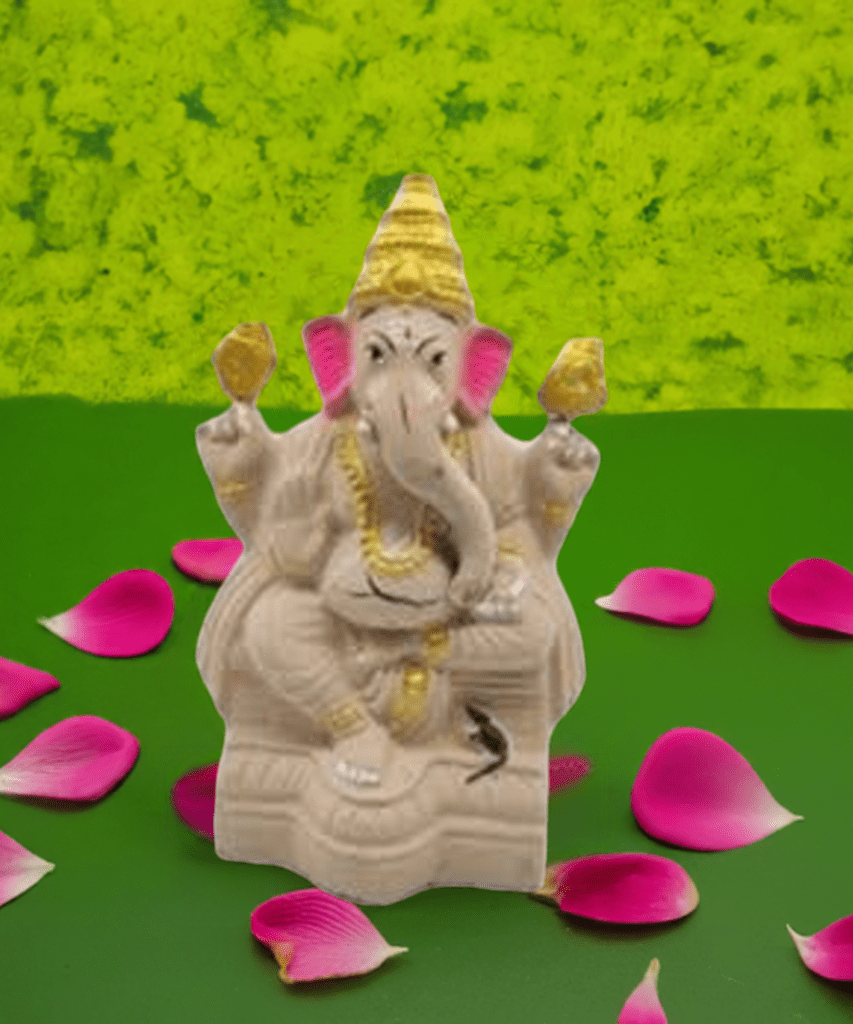 Eco-friendly-Ganesha-Idol-with-Right-Trunk--8-inch