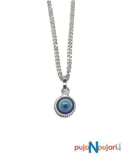 Evil Eye Blue Pendant with Silver Plated Alloy Chain