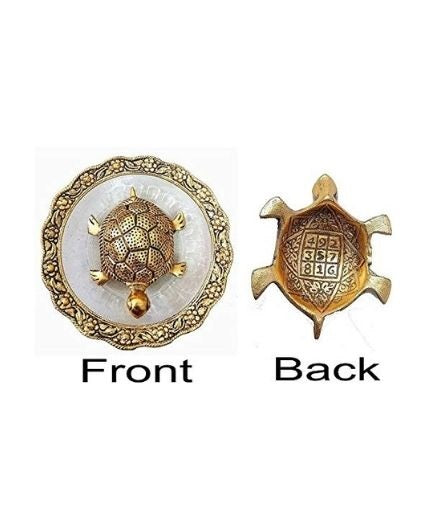 Golden Feng Shui Turtle with Plate