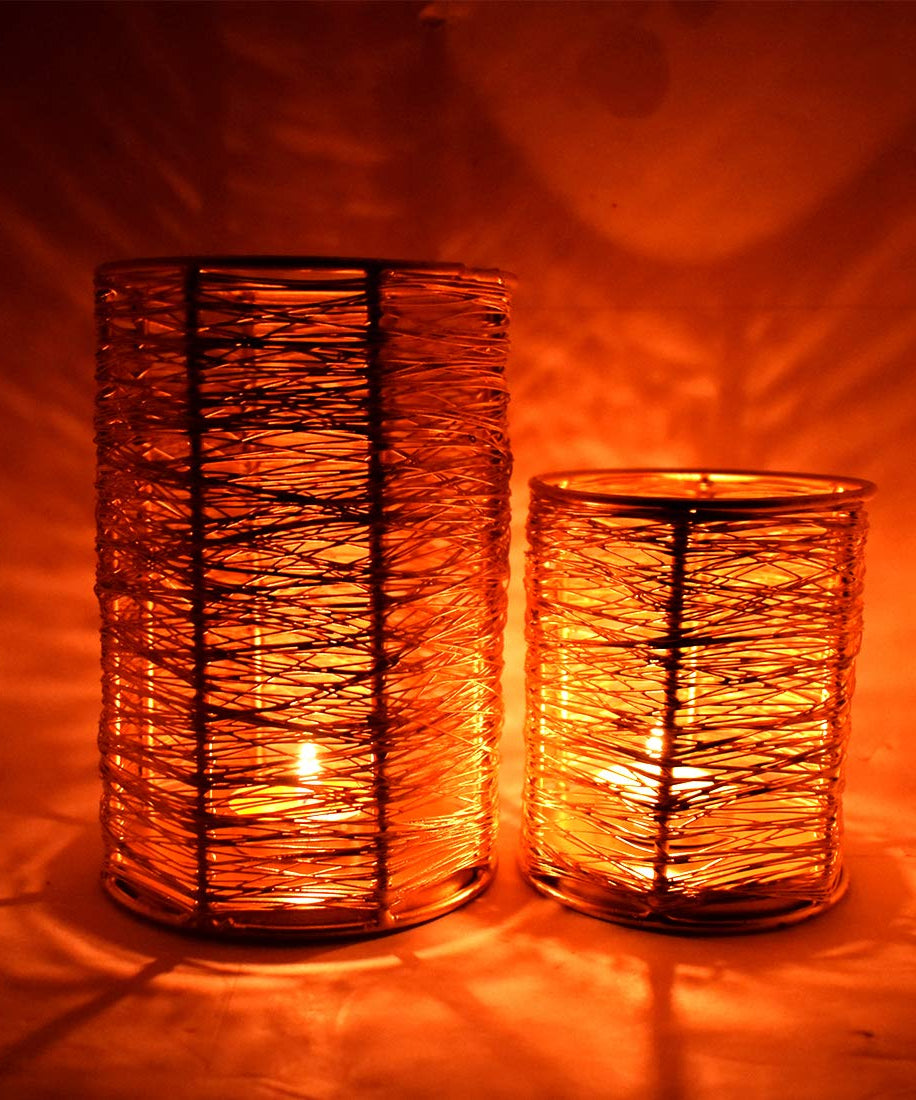 Golden Metal Wire Tea Light Candle Holder