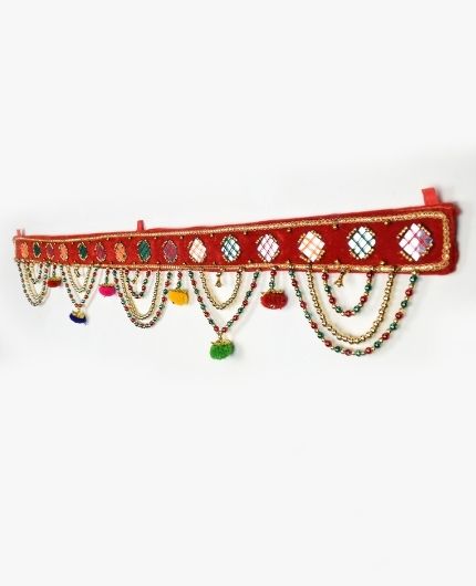 Handmade Toran with Mirror Work Multicolor Beads