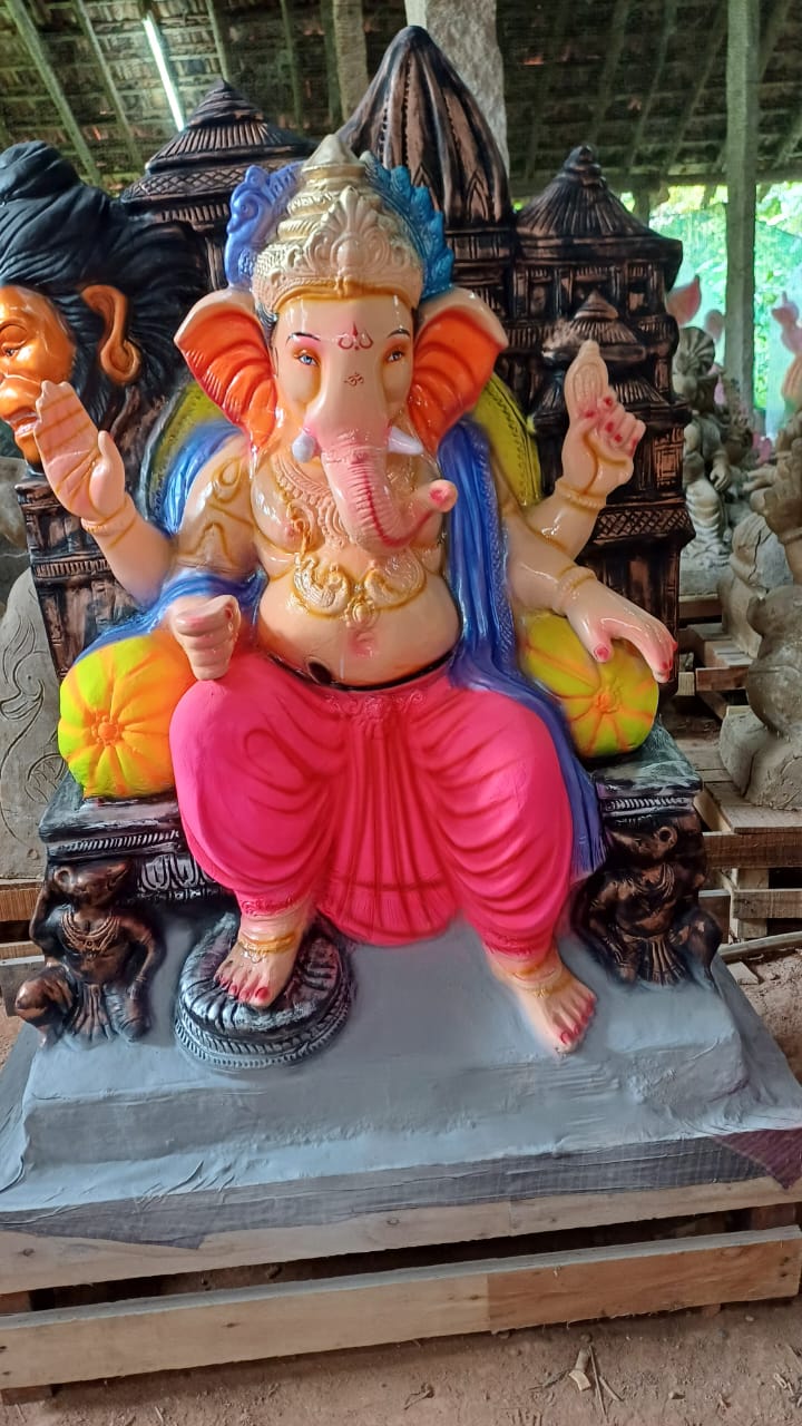 Eco Friendly Ganpati Idol built Up of Paper Mud &amp; Ganesha idol big Size 5.5 Feet