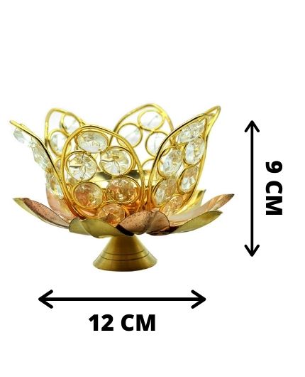 Kamal Patta Crystal Akhand Diya for Pooja
