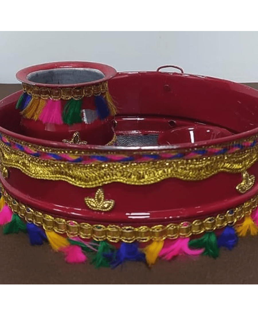 Karwa Chauth Pooja For Chalni for Chand Pooja Kalash and Diya.