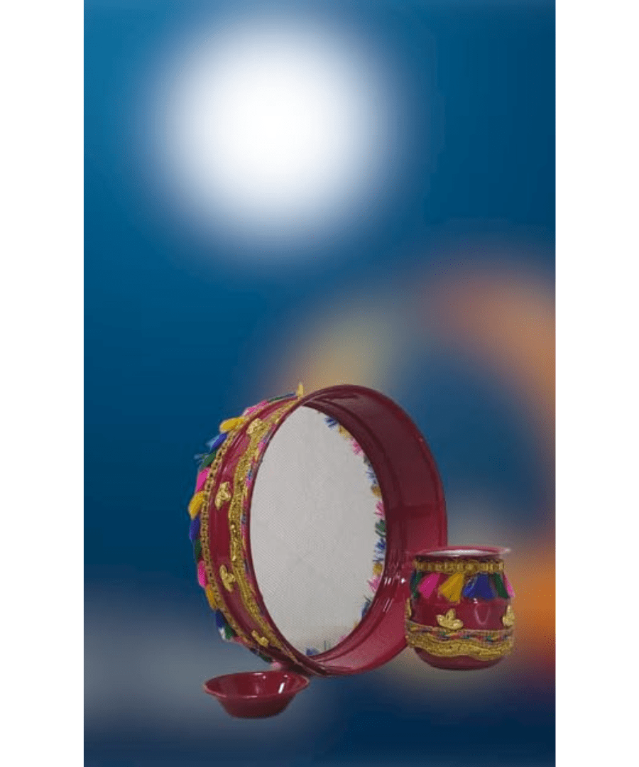 Karwa Chauth Pooja For Chalni for Chand Pooja Kalash and Diya.