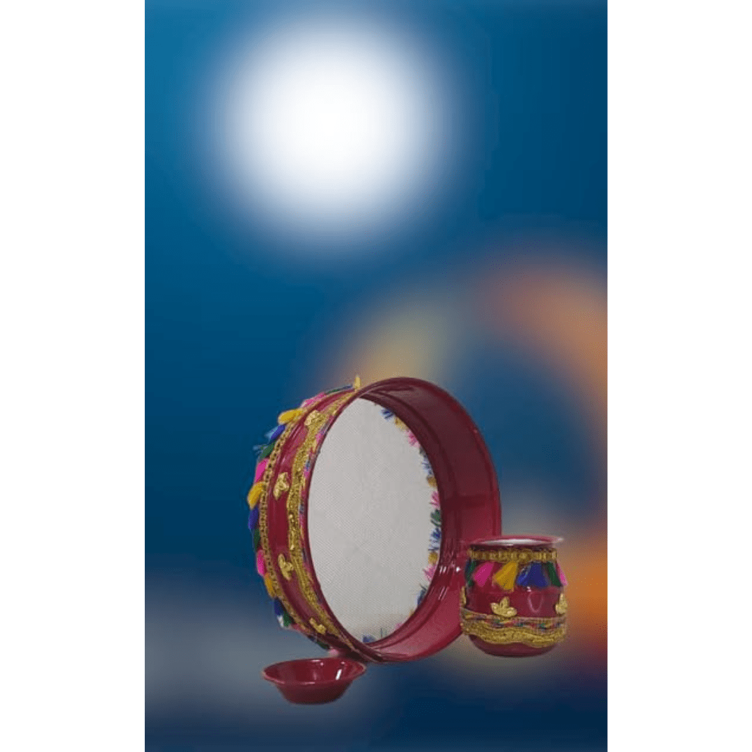 Karwa Chauth Pooja For Chalni for Chand Pooja Kalash and Diya.