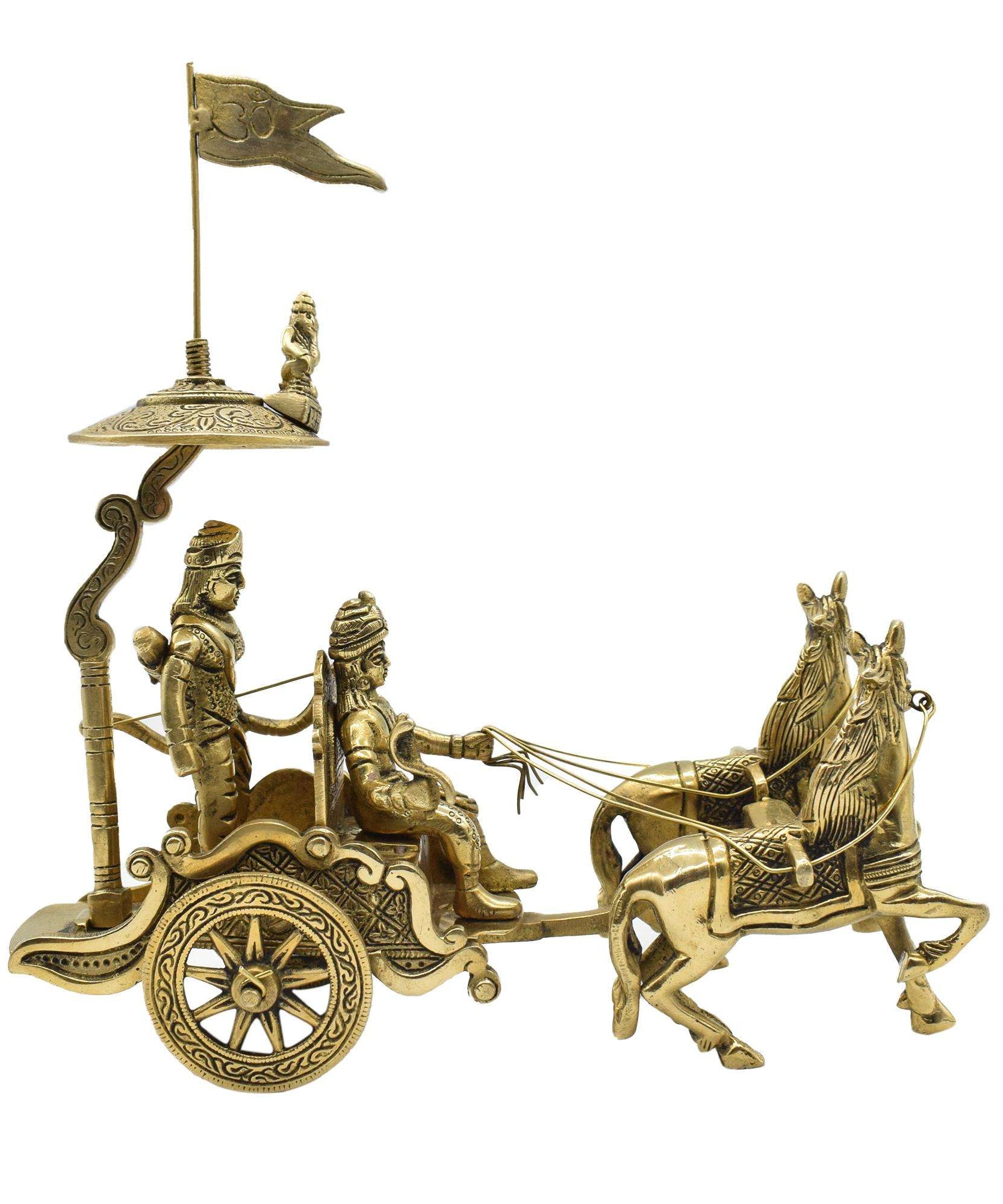Krishna Arjun Rath Brass Statue Decorative Showpiece